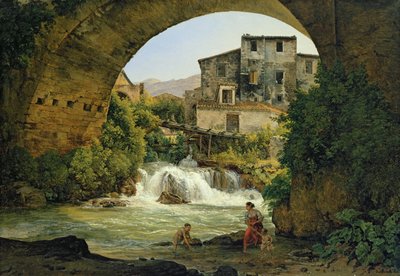Under the Arch of a Bridge in Italy, 1822 by Joseph Rebell